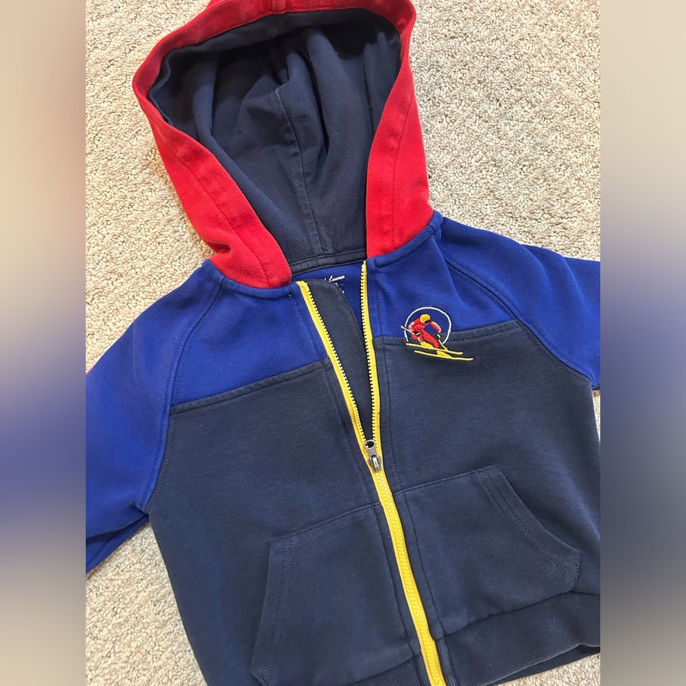 Ralph Lauren Kids Team USA Ski Color Block Hoodie Sweatshirt, 24M